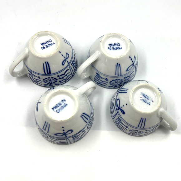 Vintage Set Coffee Tea Cups & Saucer Porcelain Made In China Authentic Asian Set - Picture 3 of 7